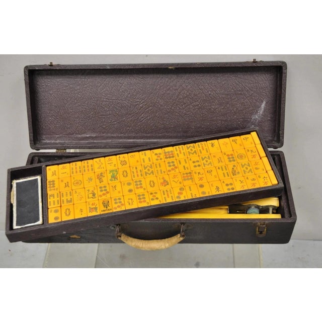 Antique Mah Jong Jongg Bakelite Game Set 148 Tiles 5 Racks. Listing includes (148) Bakelite tiles, (5) Racks, (3) dice,...