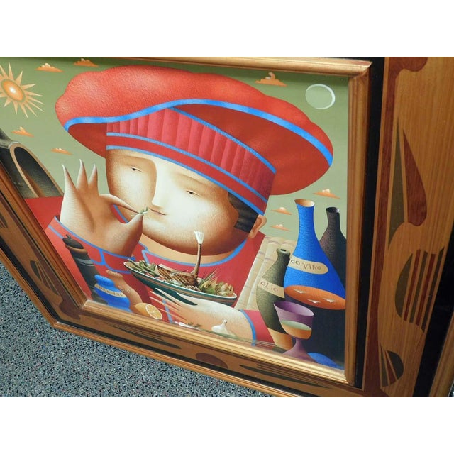 Anton Arkhipov "Bon Appetit" Hand Signed Artist's Custom Framed Art Chef Food For Sale - Image 9 of 9