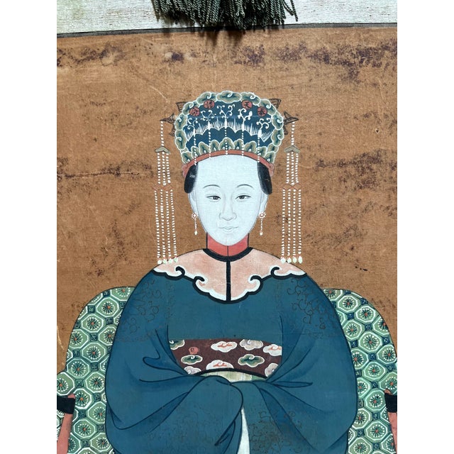 Late 19th Century Antique Chinese Ancestor Portrait Scroll From Ming or Qing Dynasty For Sale - Image 5 of 8