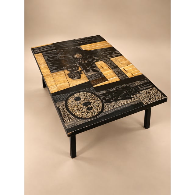 Decorative Wooden Coffee Table with Floral Motifs by Victor Cerrato, Italy, 1970s For Sale - Image 4 of 9