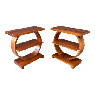 Pair of Art Deco Streamline Moderne Side Tables Attributed to A. A. Laun For Sale