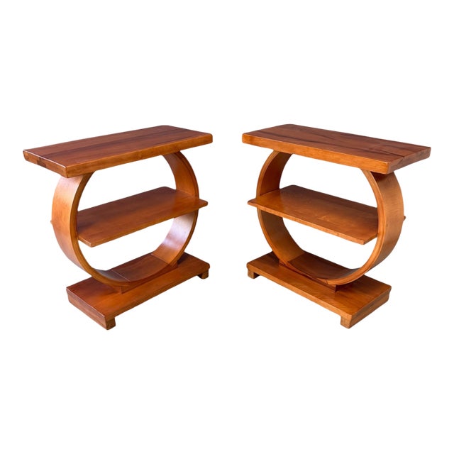Pair of Art Deco Streamline Moderne Side Tables Attributed to A. A. Laun For Sale