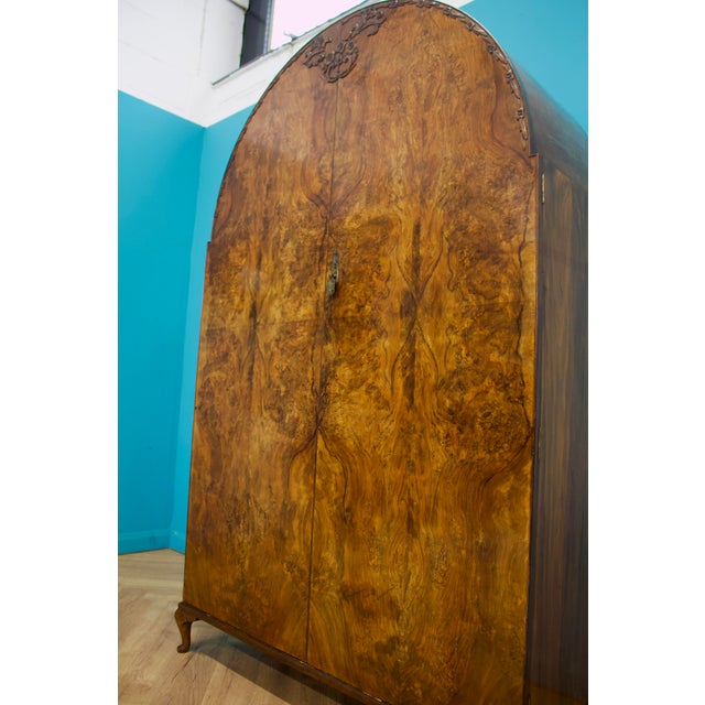 1930s Art Deco Burr Walnut Wardrobe, 1930s For Sale - Image 5 of 11