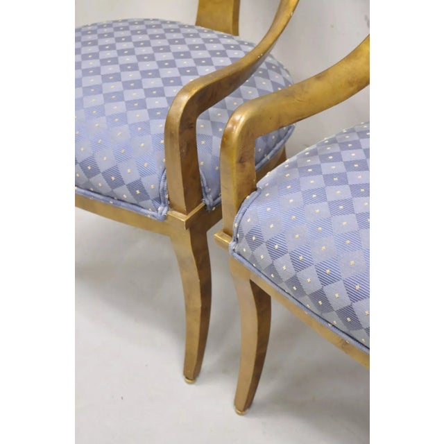 Wood Vintage Italian Hollywood Regency Gold Gilt Wood Saber Leg Lounge Chairs - Pair For Sale - Image 7 of 12