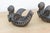 Pair of Vintage Black Clay Mythological Sirens For Sale - Image 4 of 6