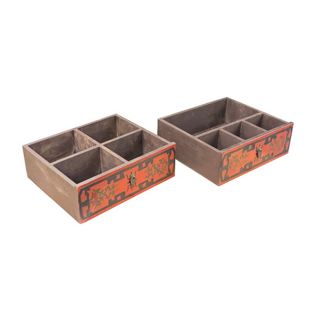 Vintage Distressed Chinese Red Dragon Graphic Drawers Chest For Sale - Image 9 of 14