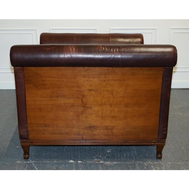 Bonaparte King Size Carved Wood Leather Bed For Sale - Image 17 of 18