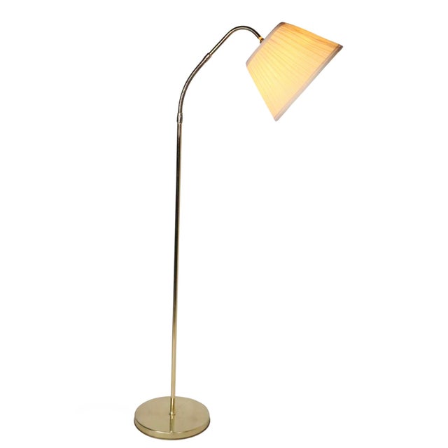 Brass Mid 20th Century Brass Gooseneck Floor Lamp For Sale - Image 8 of 15