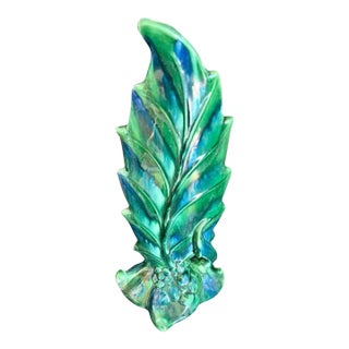 1940s Royal Haeger, Leaf Vase - Brilliant Green Agate Glaze For Sale