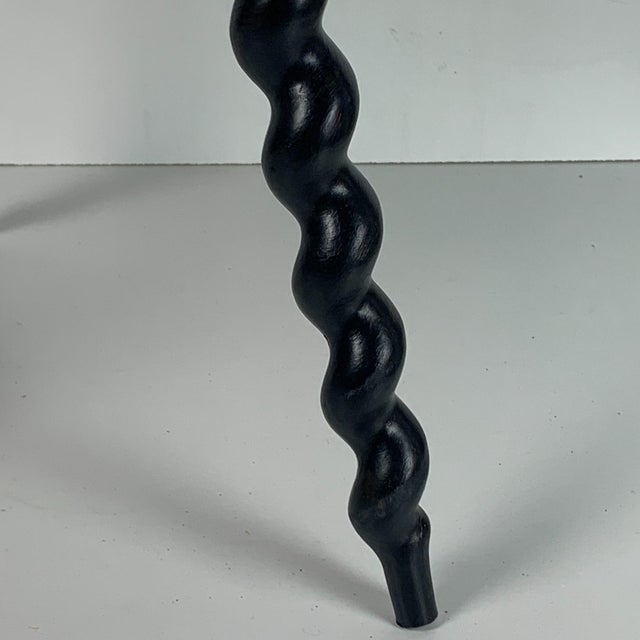 Mid-Century Modern Mid-Century French Ebonized Turned Wood Side Table with Cork Screw Legs, 1950s For Sale - Image 3 of 15