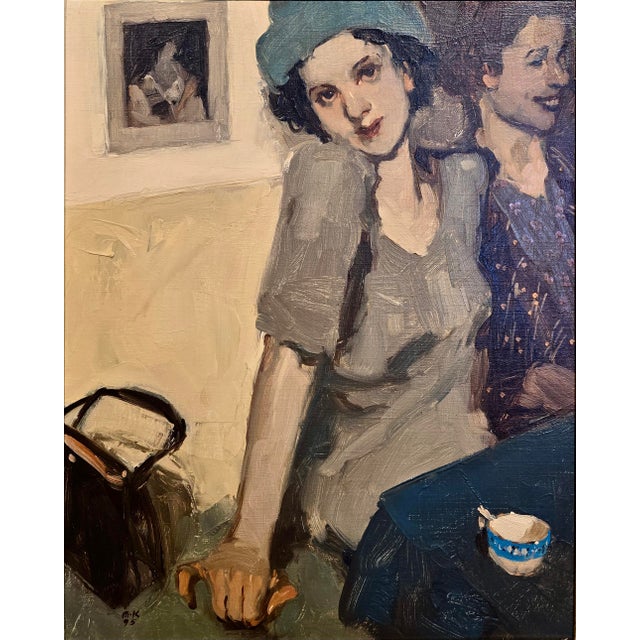 Contemporary Milt Kobayashi - Girlfriends at a Restaurant -Oil Painting For Sale - Image 3 of 8