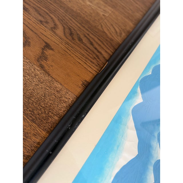 Vintage Chinese Folk Art Style Village Scene Framed Print With Calligraphy Red Seal For Sale In Los Angeles - Image 6 of 6