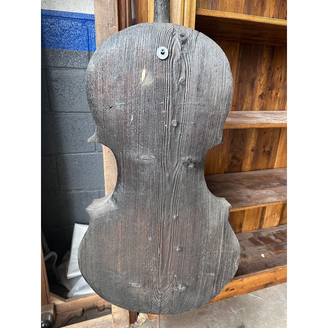 Large 67" Hand-Carved Wooden Cello Sculpture With Pinecone Tuning Pegs – Folk Art For Sale In Denver - Image 6 of 16