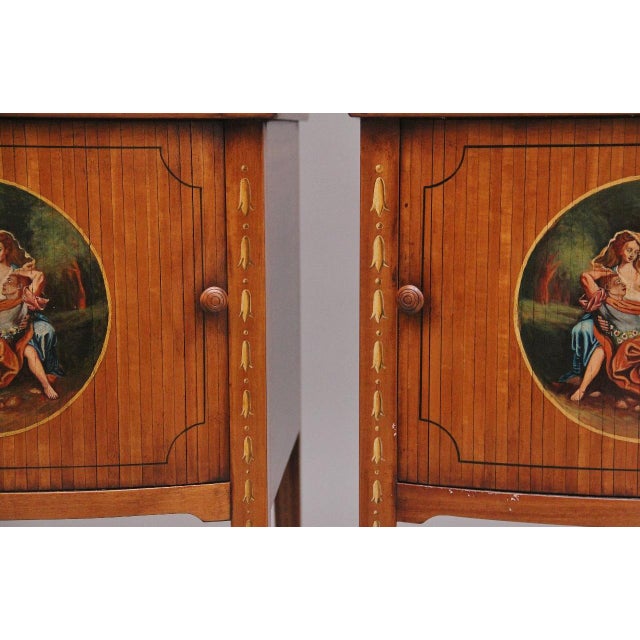 1920s Sheraton Style Satinwood Bedside Cabinets, 1920, Set of 2 For Sale - Image 5 of 12