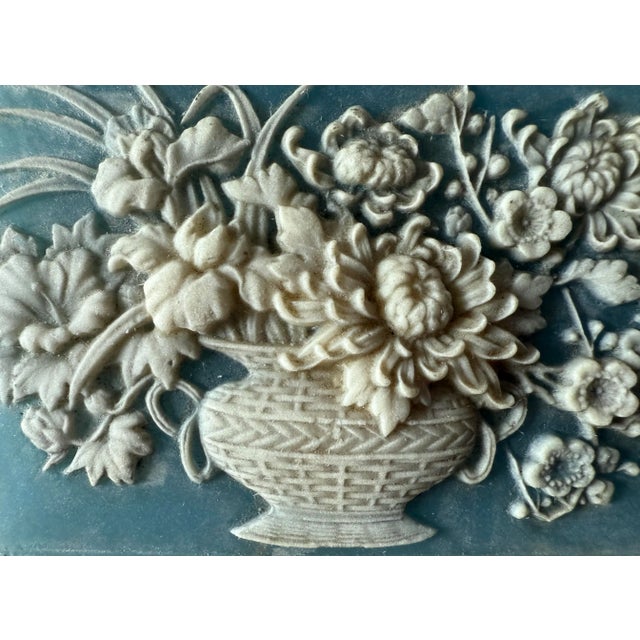 Stone Vintage Incolay Blue Marble Jewelry or Trinket Box For Sale - Image 7 of 12