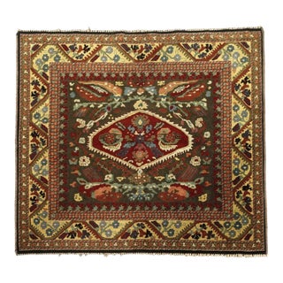 Antique Tetex Hooked Medallion Wool Rug in Brown, by Rug & Kilim, 1920-1929 For Sale