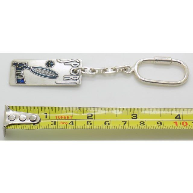 Vintage Italian Handmade Genuine Silver Italian Futurism Sport Tennis Keyring For Sale - Image 11 of 11