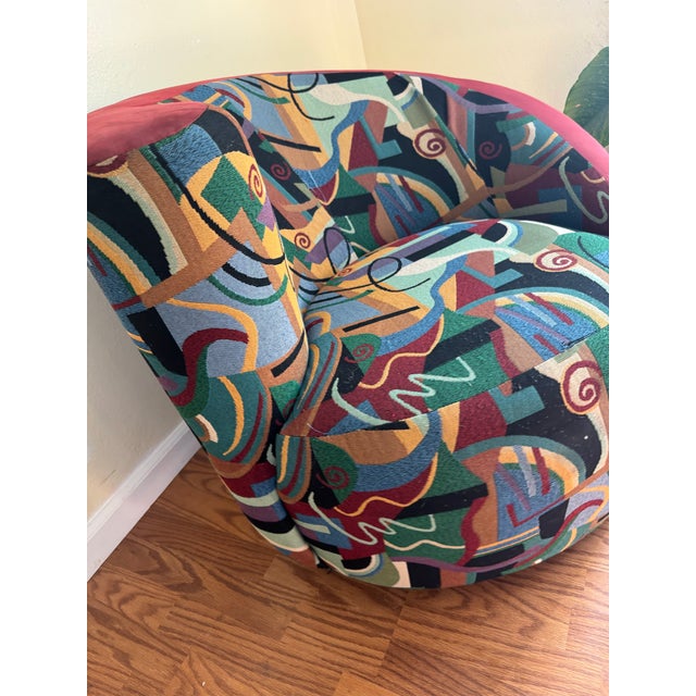 Red 1970s Vintage “Vladimir Kagan” Inspired Nautilus Swivel Barrel Chair For Sale - Image 8 of 10