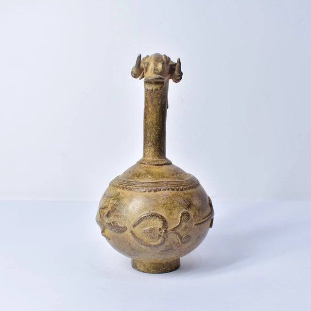 Mid 20th Century Vintage African Metal Pot With Animal Head Burkina Faso For Sale - Image 9 of 13