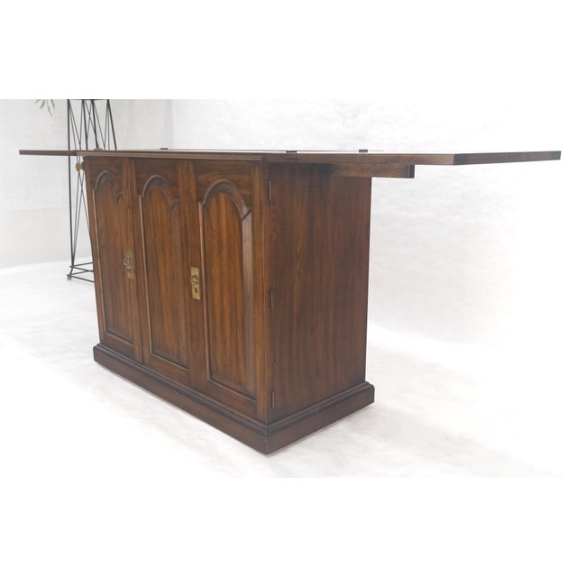 Late 20th Century Solid Cherry Raised Panel Doors Liquor Bar Serving Flip Top Cabinet MINT For Sale - Image 5 of 18