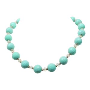 Vintage 1960s Signed Napier Faceted Faux-Turquoise Beaded Necklace