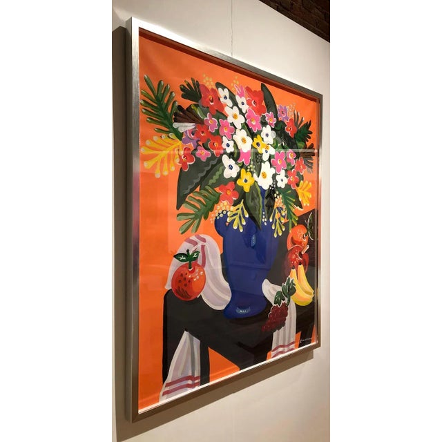 Bouquet, Pop Art Style and Classical, Framed Colorful Still-Life Flower Painting, 2018 For Sale - Image 6 of 11