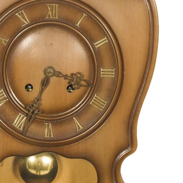 Art Deco Pendulum Wall Clock in Lacquered Wood Case, 1920s For Sale - Image 3 of 7