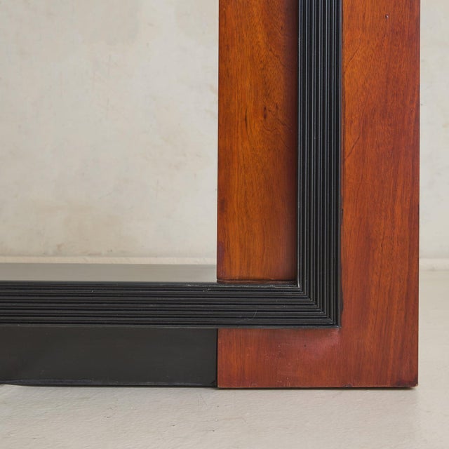 Vintage Italian Wood and Black Lacquer Console with Glass Top For Sale - Image 9 of 11