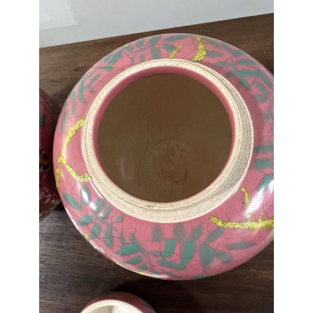 Vintage Chinese Porcelain Hand Painted Ginger Jars With Lid-Set of 2 For Sale - Image 4 of 7