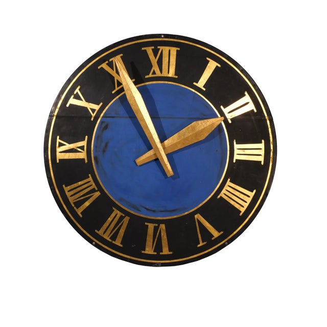 Early 20th Century Hand-Painted French Tower Clock Face For Sale In New York - Image 6 of 11