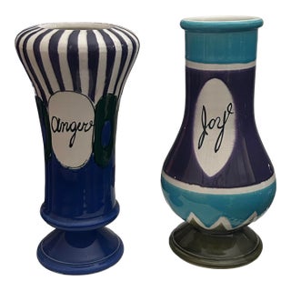 Vintage and Super Rare Alvino Bagni ‘Anger’ and ‘Joy’ Vase Set For Sale