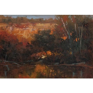 Study: River of Transient Dreams by Michael Ome Untiedt | Oil on panel Landscape with river and trees For Sale