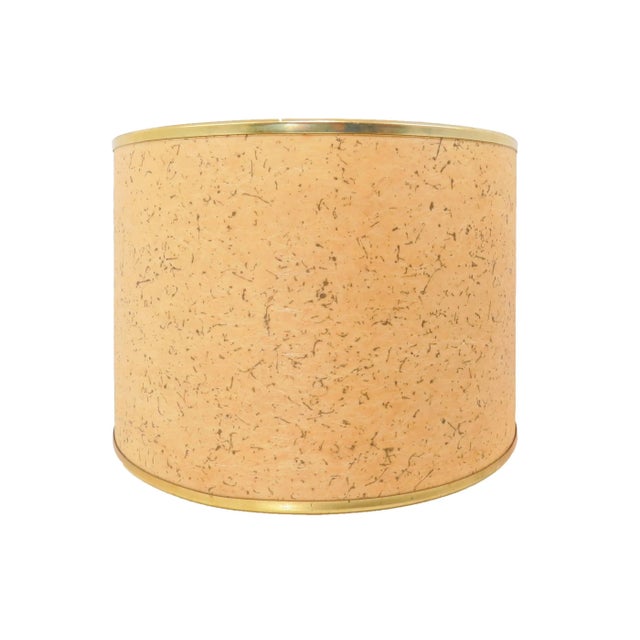 Cream 1950s Hand-Painted Ceramic Table Lamp With Faux Cork Shade For Sale - Image 8 of 11