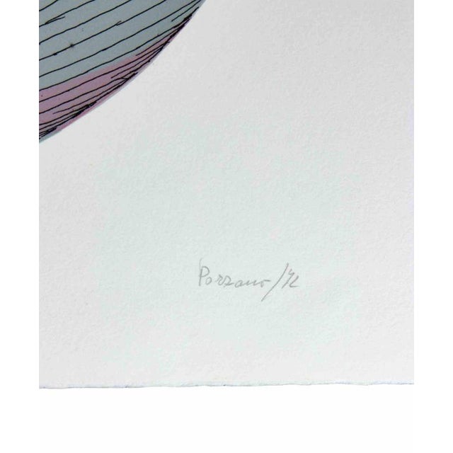 Etching on paper, realized by the Italian artist Giacomo Porzano (1925-2006) in 1972. Hand-signed and numbered in pencil....