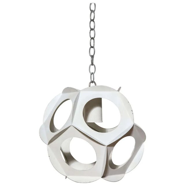 1960s Preben Dahl Style White Enameled Steel Hanging Pendant For Sale - Image 9 of 9