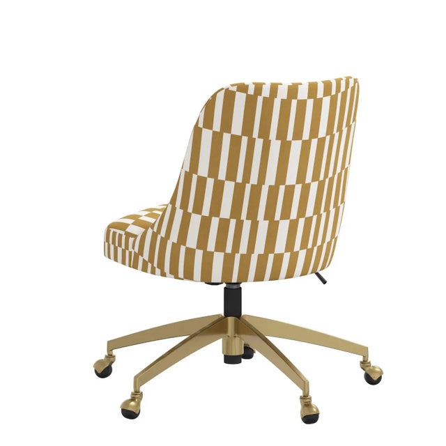 Brynn Office Chair with Gold Base in Jump Stripe Mustard For Sale In Chicago - Image 6 of 6