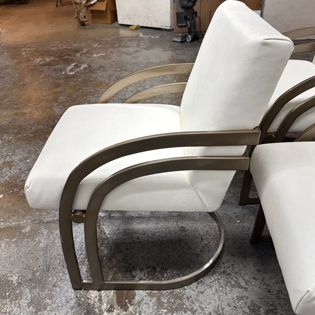 Metal Milo Baughman Style Cantilever Dining Chairs, Set of Six For Sale - Image 7 of 12