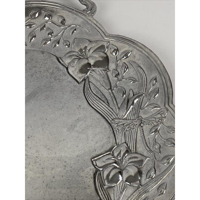 Metal Lenox Butterfly Meadow Handled Serving Tray Iris Floral Metal Silver Platter For Sale - Image 7 of 9