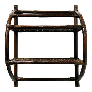 Vintage Bent Bamboo and Rattan Wall Shelf For Sale