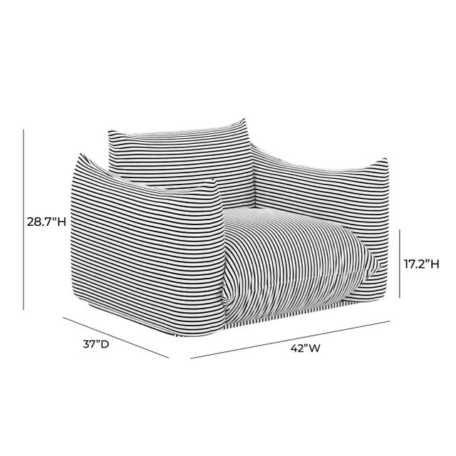 2020s Saint Tropez Pearl and Black Striped Stuffed Outdoor Armchair For Sale - Image 5 of 6