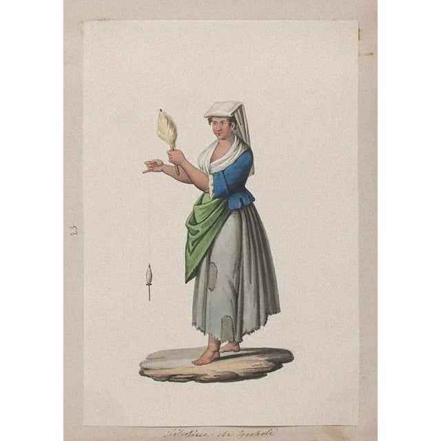 Pescatore Napoletano is an original gouache drawing on paper realized by Michela De Vito, Naples. Hand-signed, on the...