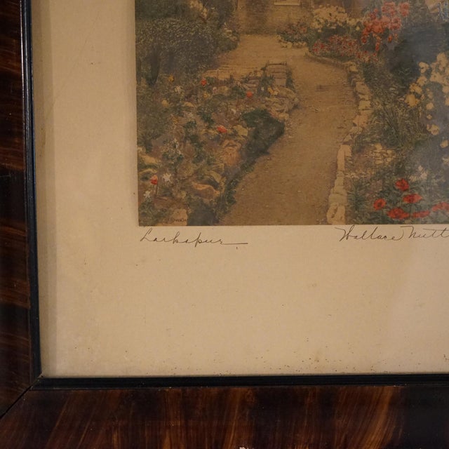 Paper Antique Wallace Nutting Print “Larkspur”, Exterior Garden Scene", Signed, C1910 For Sale - Image 7 of 11