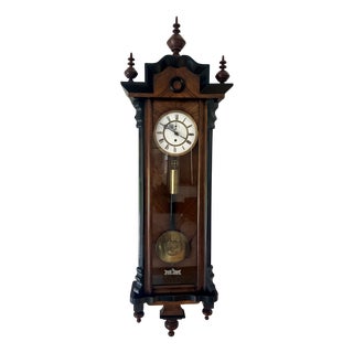 Antique Victorian Ebonised Walnut Wall Clock, 1860 For Sale
