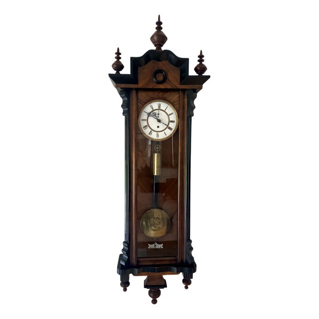 Antique Victorian Ebonised Walnut Wall Clock, 1860 For Sale