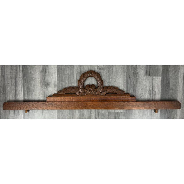 Antique French Hand Carved Wood Oak Pediment For Sale - Image 4 of 5