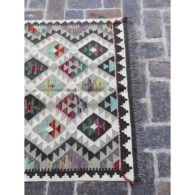 Tribal Geometric Kilim Rug - Handwoven Wool, 3.3' X 5' For Sale - Image 3 of 9