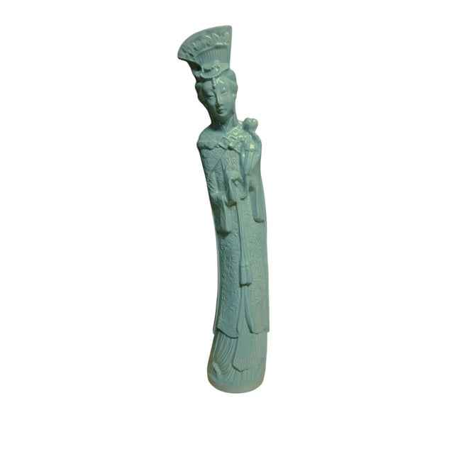 Ceramic Vintage Asian Emperor & Empress Statues, a Pair For Sale - Image 7 of 10