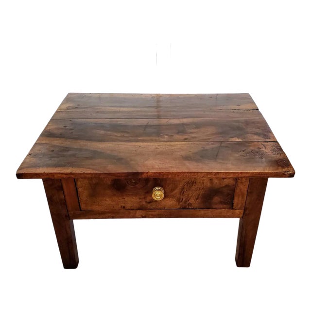 Rustic Country European Antique Fruitwood Low Table For Sale