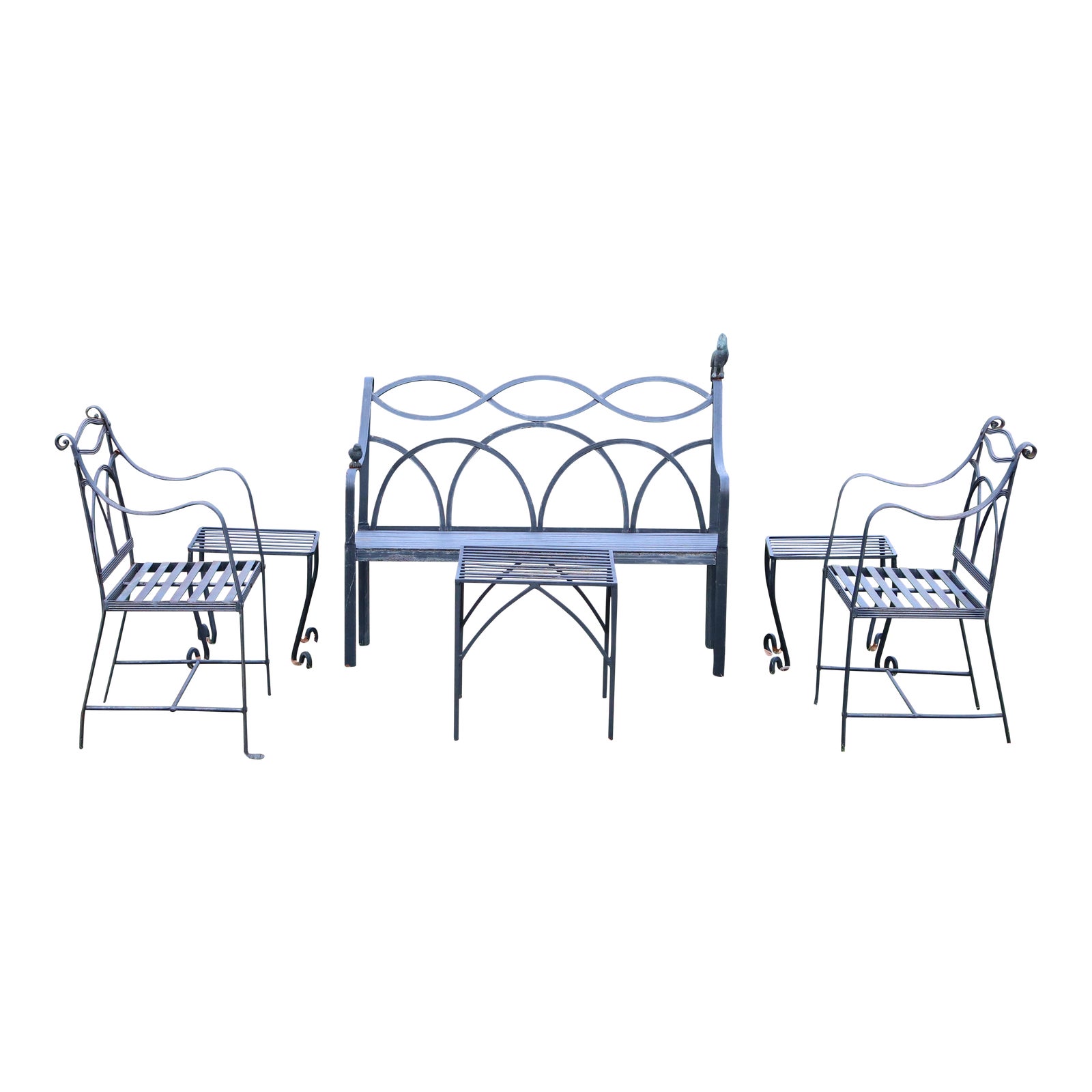 Regency Winterthur Wrought Iron Garden Set Chairish