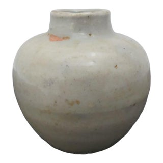 Asian Celadon Antique Pottery Small Bulbous Jarlet Vessel Vase For Sale